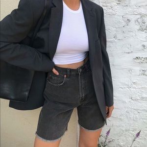 Zara Black Washed Bermuda Denim Shorts